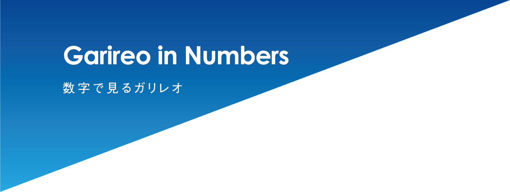 見出し：Garireo in Numbers　数字で見るガリレオ